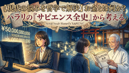【現代の悩みを哲学で解決】なぜ人はお金に振り回されるのか？ ハラリの『サピエンス全史』から考える画像