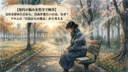 【現代の悩みを哲学で解決】会社を辞めた日から、自由が重たい…。フロムの『自由からの逃走』から考える画像