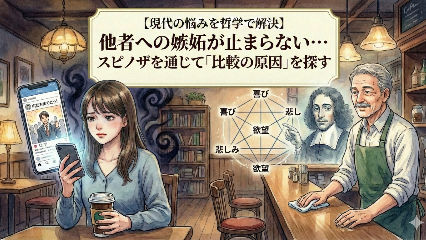 【現代の悩みを哲学で解決】他者への嫉妬が止まらない…。スピノザを通じて「比較の原因」を探す画像