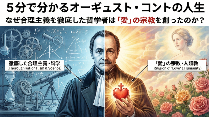 ５分で分かるオーギュスト・コントの人生｜なぜ合理主義を徹底した哲学者は「愛」の宗教を創ったのか？｜元教員が解説画像