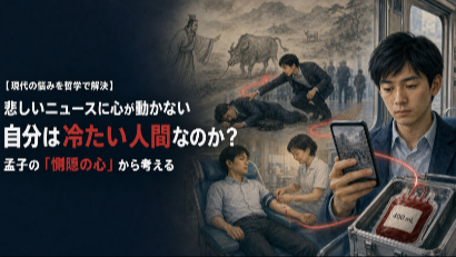 【現代の悩みを哲学で解決】悲しいニュースに心が動かない自分は冷たい人間なのか？  孟子の「惻隠の心」から考える画像